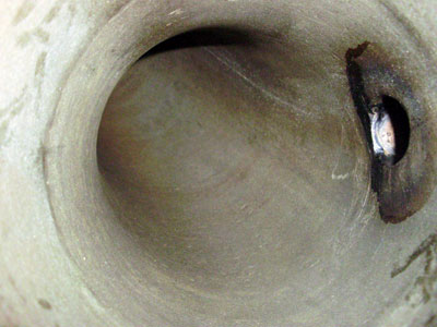 An oil pipeline after hydroblasting An oil pipeline after hydroblasting