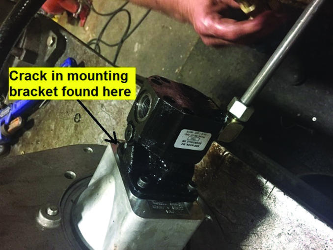 A pump with a cracked mounting bracket led to shaft misalignment and a worn seal. A pump with a cracked mounting bracket led to shaft misalignment and a worn seal.