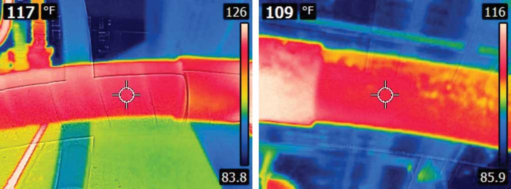 Figure 6. Images showing the inlet (left) and outlet&nbsp;(right) oil temperatures