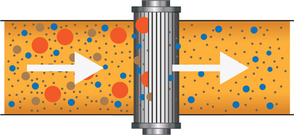 Figure 1. Small particles can pass unimpeded through a filter.