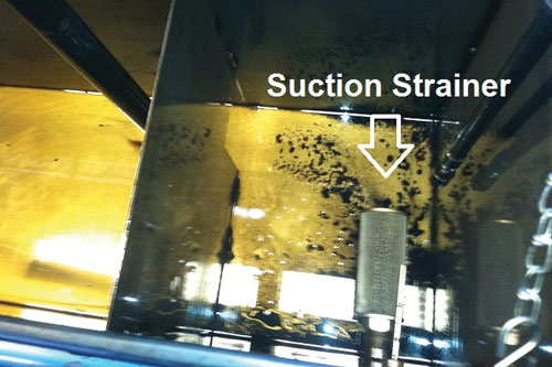 Fig 2: A suction strainer normally is located below the oil level. Fig 2: A suction strainer normally is located below the oil level.