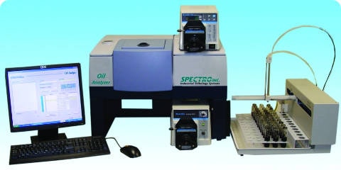 This spectrometer from Spectro Scientific uses FTIR spectroscopy to monitor in-service oil. This spectrometer from Spectro Scientific uses FTIR spectroscopy to monitor in-service oil.