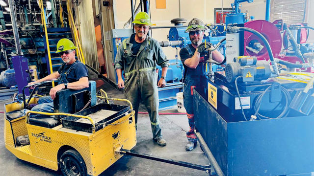 From left to right: Les Patterson (Lubrication Technician), Mike Thurston (Lubrication Technician), Kevin Ingerson (Leader Lubrication Technician).